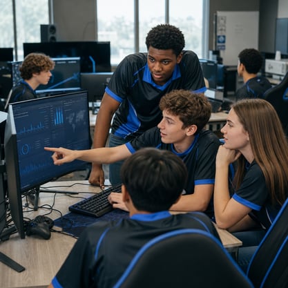 Teenagers Collaborating on Data Analytics in Esports Environment